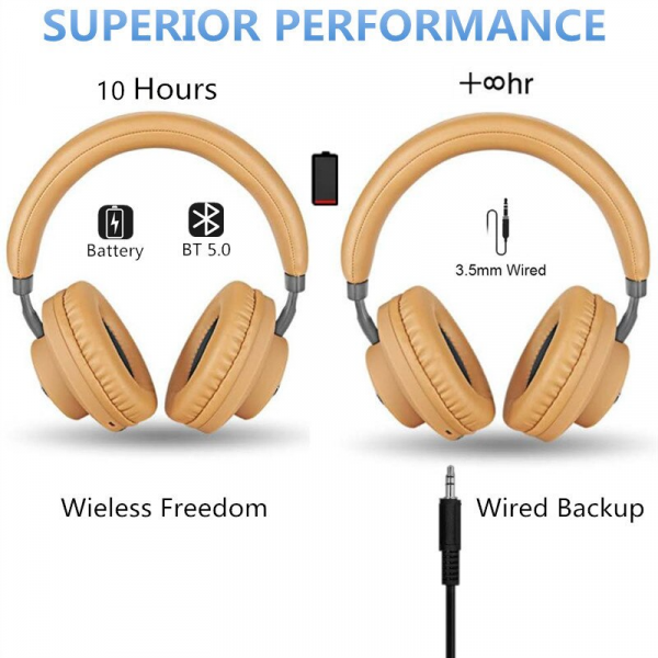 Wireless headphones KlGo-Brown